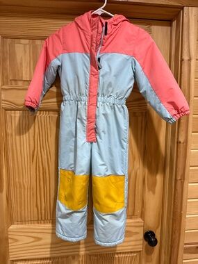 Girls Swiss Tech 5T Snowsuit - Coral, Light Blue & Yellow